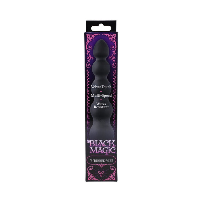 Black Magic 7 inches Ribbed Vibrator - SexToy.com
