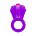 Purple flexible cock ring with a faceted gem-shaped top and a small red button on white background.