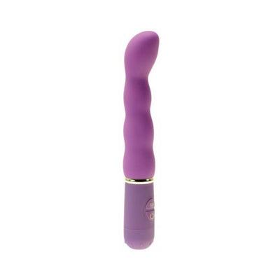 Purple Bliss G Spot Vibrator with contoured, ripple-textured silicone shaft and angled tip, featuring control buttons.