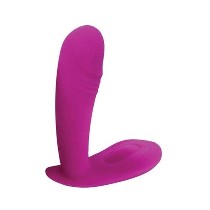 Purple silicone Bliss Power Punch Thrusting Vibe with curved design and textured base for targeted stimulation.