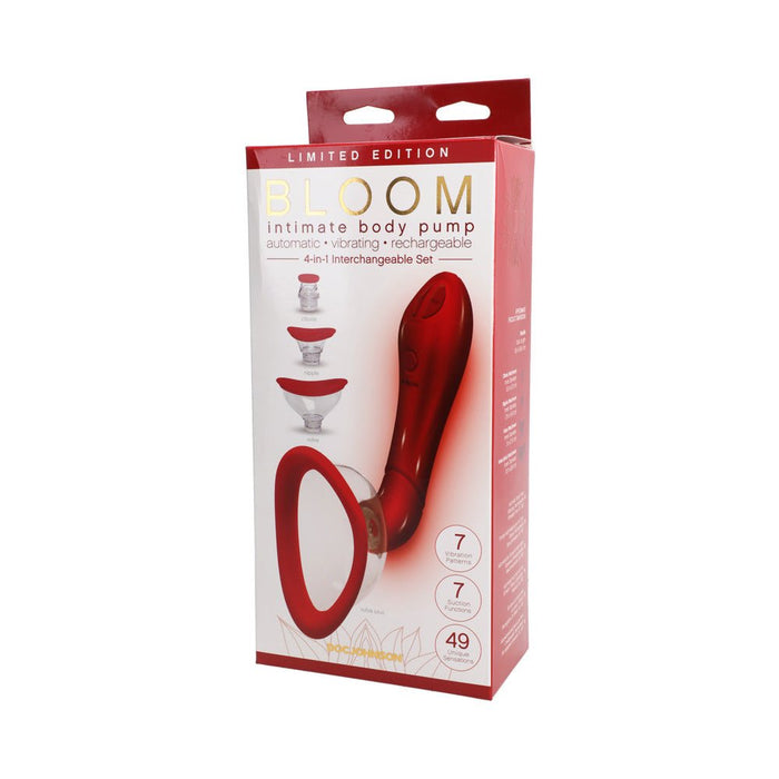 Bloom Intimate Body Pump Limited Edition Red Automatic Vibrating Rechargeable 4-in-1 Interchangeable - SexToy.com