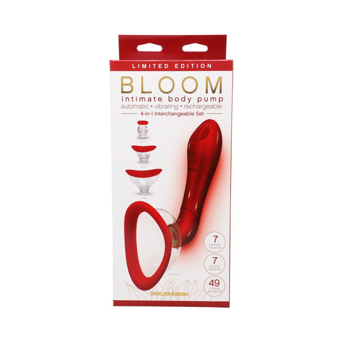 Bloom Intimate Body Pump Limited Edition Red Automatic Vibrating Rechargeable 4-in-1 Interchangeable - SexToy.com