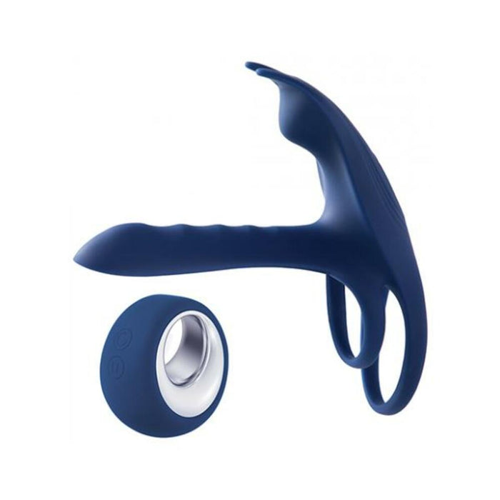 Blue Fox Vibrating Girth Enhancer Penis Sleeve - Blue - SexToy.com