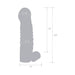 Diagram of Blue Line vibrating penis sleeve extension with detailed measurements in inches.