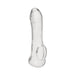 Transparent 6.25-inch flexible penis sleeve extension with a ring base for added support and enhancement.