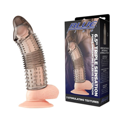 Blue Line 6.5 In. Triple Sensation Penis Enhancing Sleeve Extension - SexToy.com