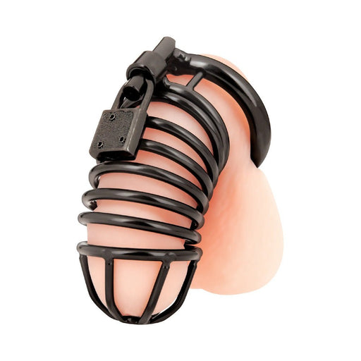 Blue Line Deluxe Chastity Cage - Black - SexToy.com