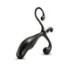 Black ergonomic prostate stimulator with curved arms and smooth finish for targeted internal and external stimulation.