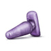 Medium-sized purple swirled butt plug with a wide base for safe and comfortable use.