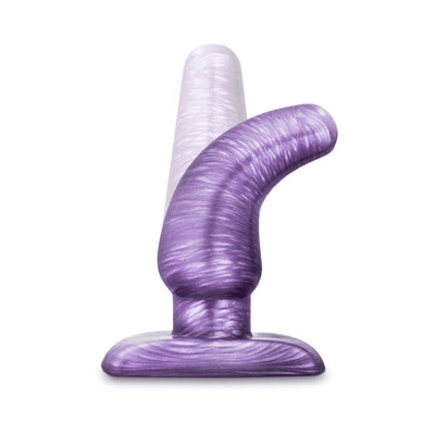 Medium-sized purple swirled B Yours Cosmic Plug with a curved design and wide base for comfort and safety.
