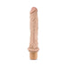 Beige realistic textured vibrator with veined shaft and twist dial base on white background.