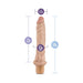 Beige realistic vibrator with detailed texture and size measurements displayed on a white background.