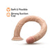 Beige 19-inch flexible dildo with suction cup base, showing realistic texture and soft tip.