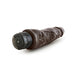 Chocolate-colored realistic vibrator with textured shaft and black twist-dial base for adjustable multi-speed vibrations.