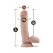 Blush Loverboy Pool Boy 7-inch dildo with realistic texture and suction base, showing detailed size measurements.