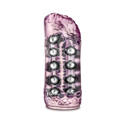 Blush M For Men Super Stroker in translucent purple with internal silver pleasure beads and textured design.