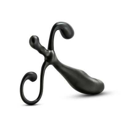 Black ergonomic prostate massager with curved design and multiple stimulation points for targeted pleasure.
