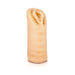 Compact natural-colored male pleasure sleeve with textured exterior and open-ended design.