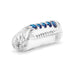 Clear textured male masturbator with blue internal ribbing and a soft, flexible design.