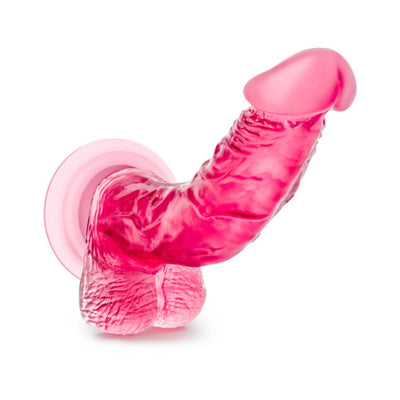 Purple realistic curved dildo with suction cup base for hands-free use and versatile play.