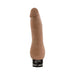 Realistic brown dual-density vibrator with textured surface and black base control on white background.