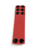 Red silicone ball stretcher with black snap buttons and embossed skull design, adjustable for a comfortable fit.