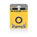 Boneyard black silicone ring 1.2 inches in branded yellow and gray packaging with skull pattern background.