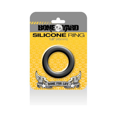 Black Boneyard 45mm silicone ring in branded yellow and gray packaging with skull and wing design.