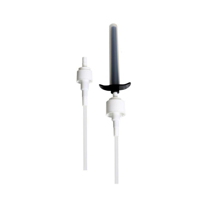 Boneyard Skwert Lube Injector with two interchangeable white caps and adjustable tube for precise lubricant application.