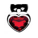 Small silver-toned anal plug with a deep red heart-shaped gem at the base, polished metal finish.