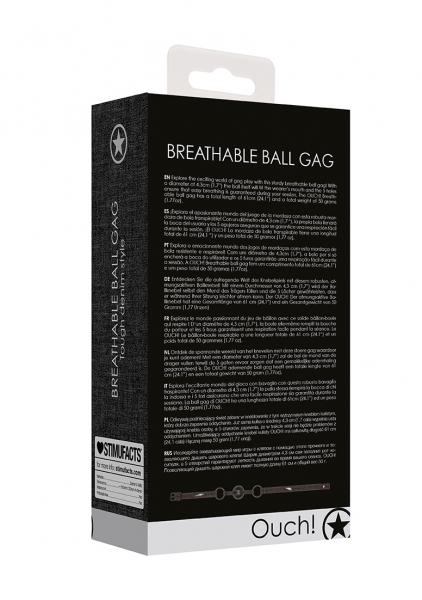 Breathable Ball Gag - With Roughend Denim Straps - Black | SexToy.com