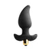 Black silicone prostate massager with ergonomic curved shape and gold-tone bullet vibrator at base.
