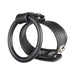 Black dual ring stamina enhancer with adjustable leather strap and rubber rings for support and performance.