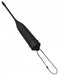 Black silicone vibrating urethral sound with a tapered tip and retrieval chain for safe use.