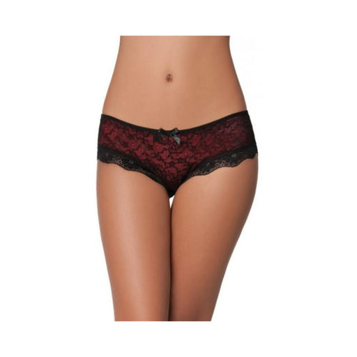 Cage Back Lace Panty Black Red S/M - SexToy.com