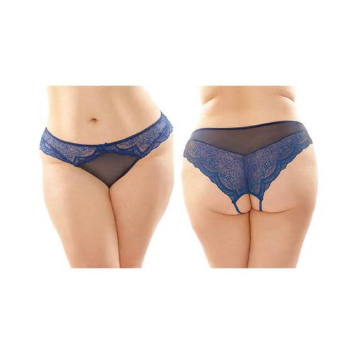 Cassia Crotchless Lace And Mesh Panty 6-pack Q/s Navy | SexToy.com