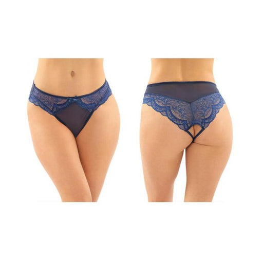Cassia Crotchless Lace And Mesh Panty 6-pack S/m Navy | SexToy.com