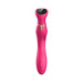 Pink ergonomic G-spot vibrator with a black LED touch screen and gold accent band.