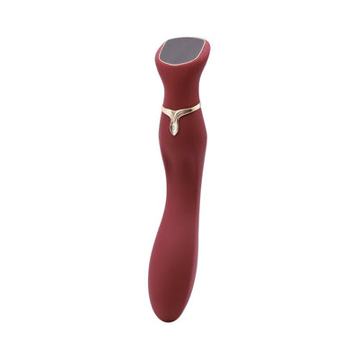 Chance G-spot vibrator in deep red with sleek curved design and interactive LED touch screen control panel.