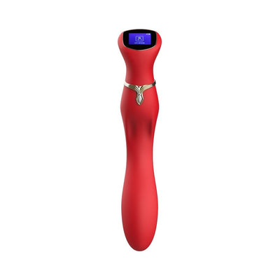 Red Chance G-spot vibrator with sleek ergonomic design and interactive LED touch screen control panel.