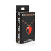 Packaging box of XR Brands Charmed 10X Vibrating Silicone Heart Necklace with red and rose gold heart pendant image on front.
