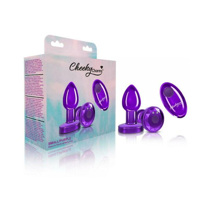 Cheeky Charms Vibrating Metal Plug Purple Small W/ Remote - SexToy.com