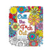 Colorful floral cover of Chill the F*ck Out swear word adult coloring book with tear-out pages badge.