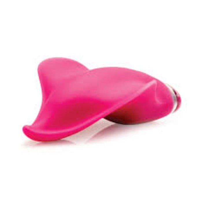 Magenta Clandestine Devices Mimic Plus with ergonomic wings and smooth silicone surface on white background.
