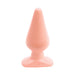 Smooth large classic tapered butt plug in soft peach color with flared base for secure use.