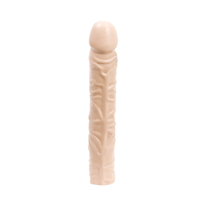 White textured flexible adult toy with a realistic design and veined surface.