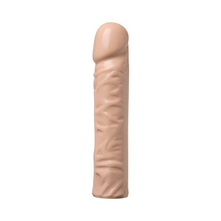 8-inch realistic white adult toy with textured surface and smooth rounded tip on white background