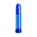 Blue transparent automatic vacuum pump with measurement markings and control buttons on top.
