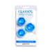 Classix Deluxe blue cock ring set with three stretchy textured rings in clear packaging