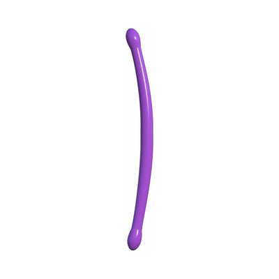 Flexible purple double-ended dildo with rounded tips for dual pleasure play.
